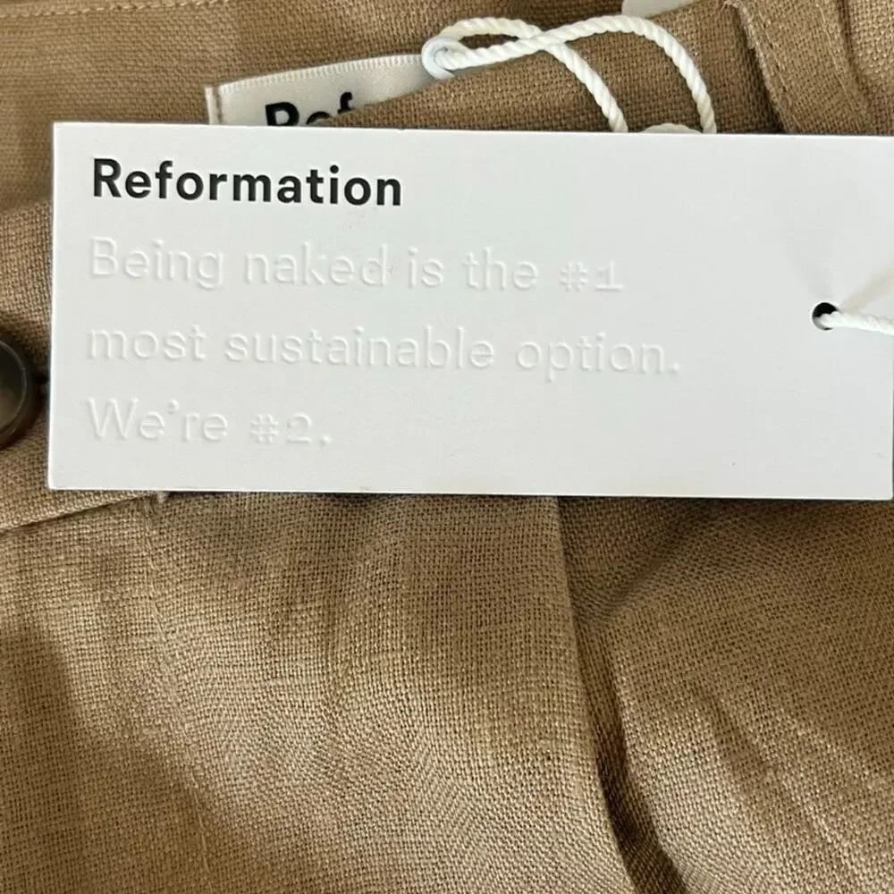 NWT Reformation Women's Dress Pants Size 10 Khaki Vesta Pant Straight Leg